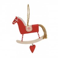 Grande Suspension Cheval Bascule Rouge Grenat (12 cm) - Bois