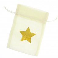 1 Sachet Tissu Etoile Or - Ecru