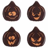 4 Faces de Citrouilles en Chocolat noir (2,5 cm)