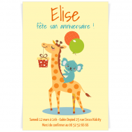 Invitation � personnaliser - Girafe Happy Birthday