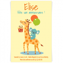 Invitation � personnaliser - Girafe Happy Birthday