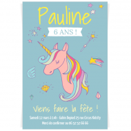 Invitation � personnaliser - Licorne Rainbow