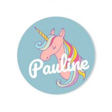 Badge � personnaliser - Licorne Rainbow