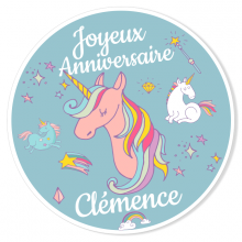 Fotocroc rond � personnaliser - Licorne Rainbow