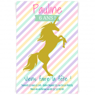 Invitation � personnaliser - Licorne Or