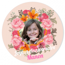 Fotocroc rond � personnaliser - Fleurs Vintage