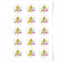 Disques Cupcake � personnaliser - Licorne Or