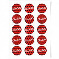Disques Cupcake � personnaliser - Pois Noir/Rouge