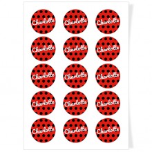 Disques Cupcake � personnaliser - Pois Noir/Rouge