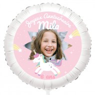 Ballon Licorne Etoile Photo - H�lium 55 cm