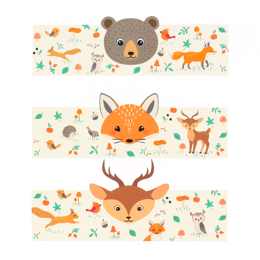 6 Ronds de serviettes Animaux de la Forêt - Recyclable pour l