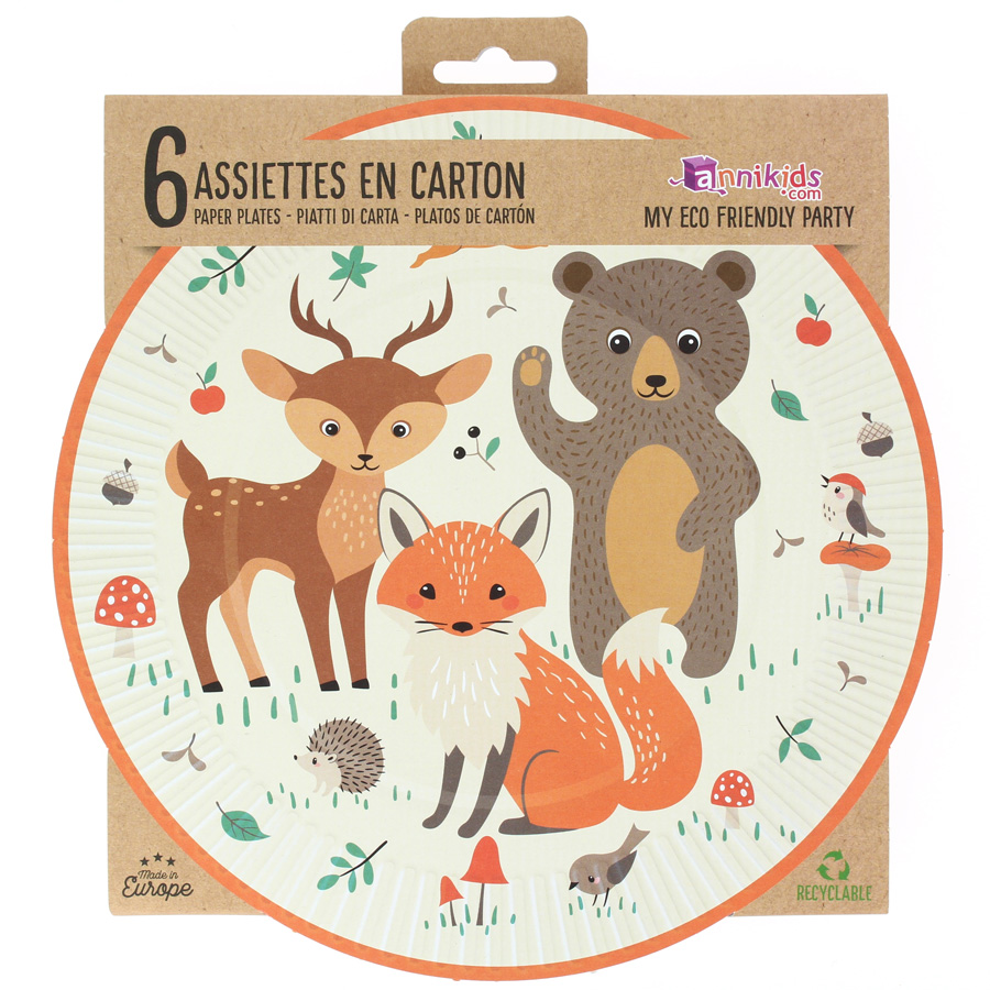 6 Assiettes Animaux de la Forêt - Recyclable pour l'anniversaire de votre  enfant - Annikids