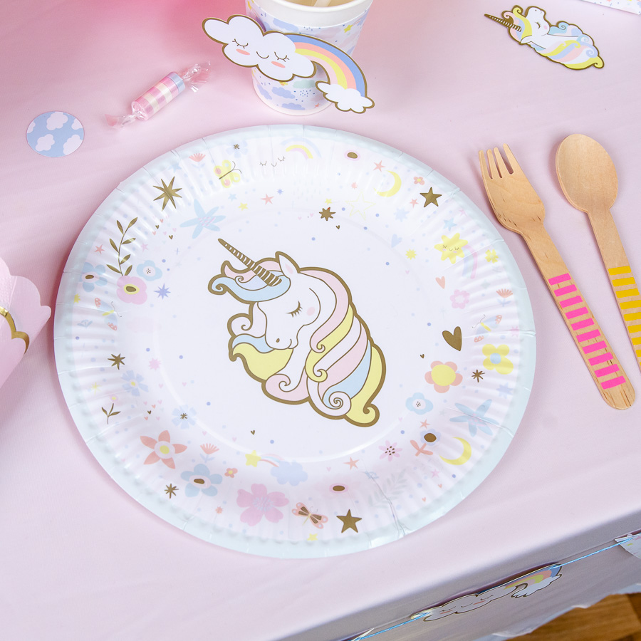 6 Assiettes Licorne - Recyclable pour l'anniversaire de votre