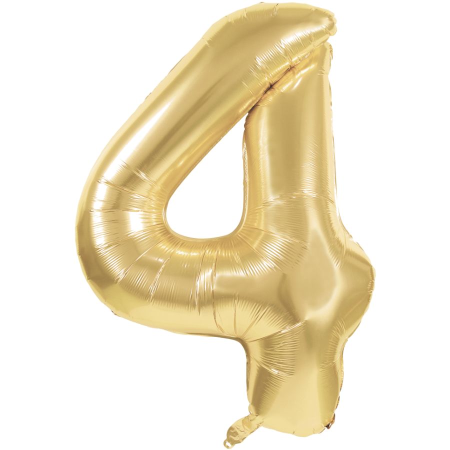 Un ballon Mylar doré chiffre 4 _ Décoration fête anniversaire