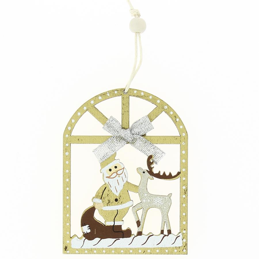Suspension Fenêtre de Noël Or (7,5 cm) - Bois