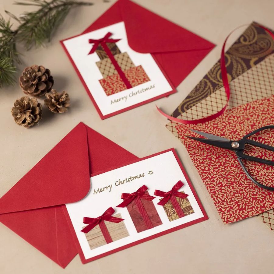 6 Cartes de Noël - Merry Christmas + 6 enveloppes