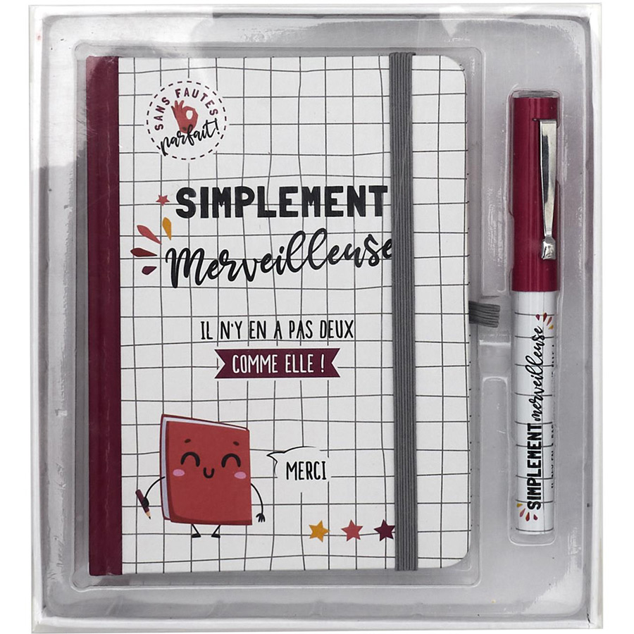 Coffret Carnet et Stylo Merci Maîtresse Simplement Merveilleuse