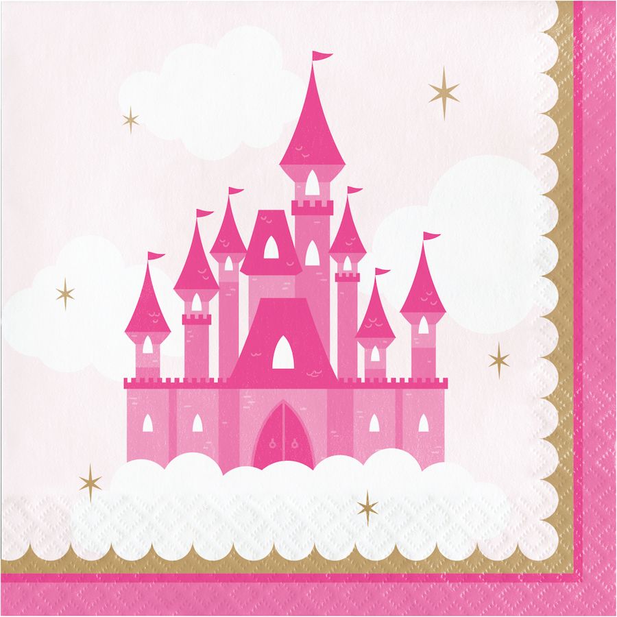 16 Serviettes Château Princesse