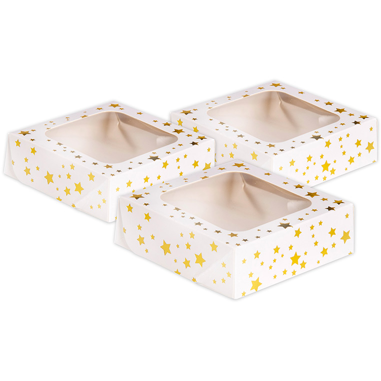 3 Petites Boites à Gâteaux/Friandise Etoiles - Or
