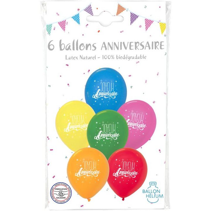 Ballon multicolore anniversaire 5 ans x6