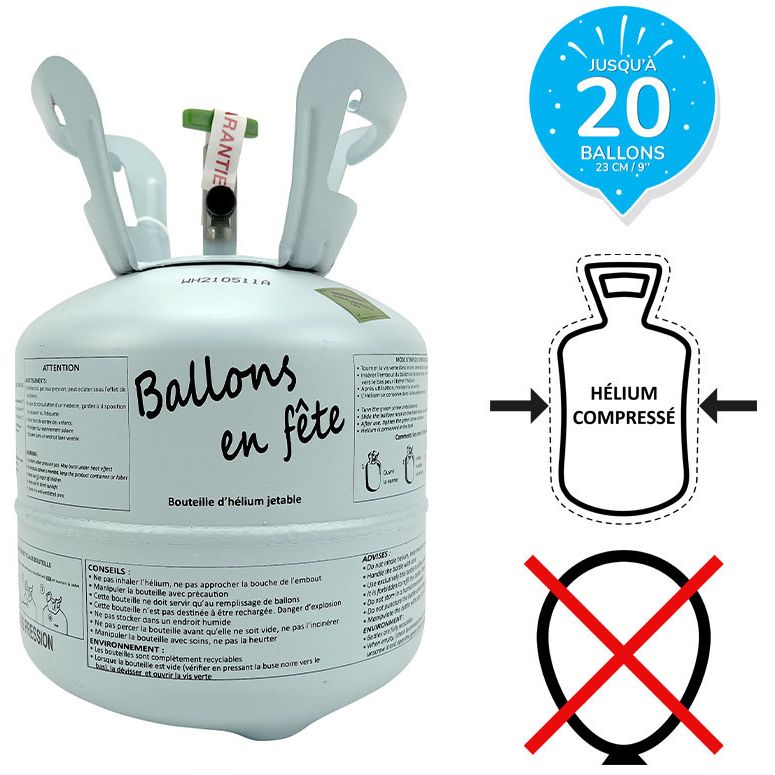 Bouteille Hélium - 20 Ballons pour l'anniversaire de votre enfant - Annikids