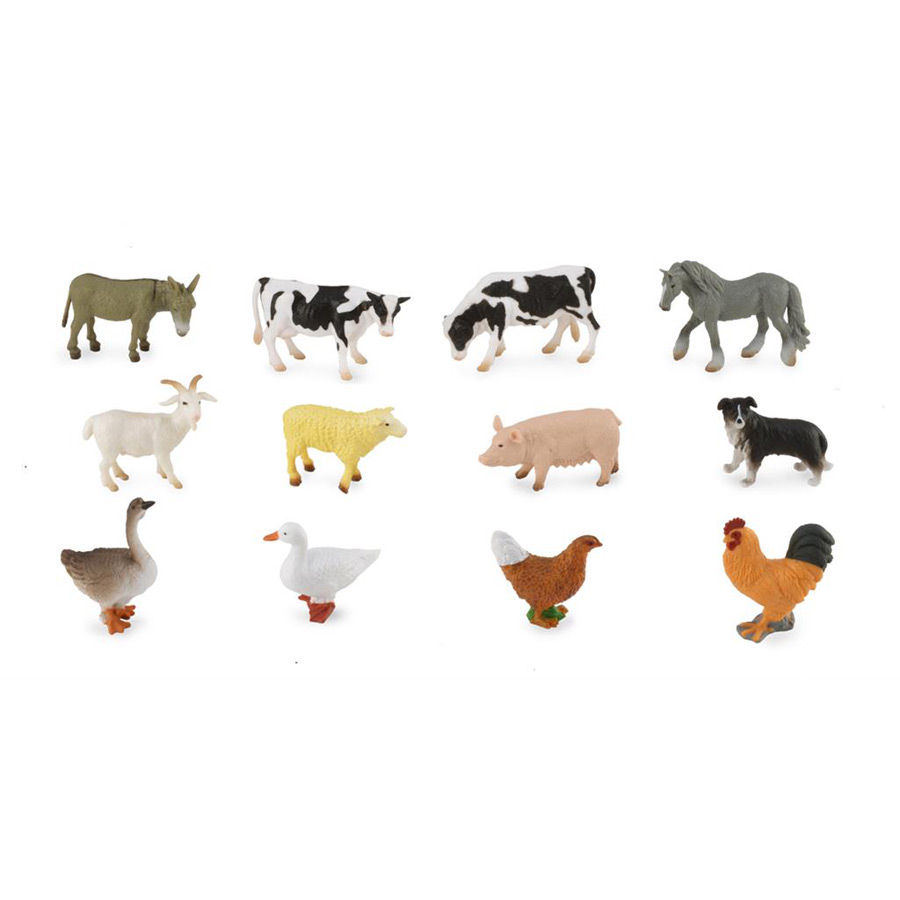 12 Mini Figurines Animaux de la Ferme pour l'anniversaire de votre