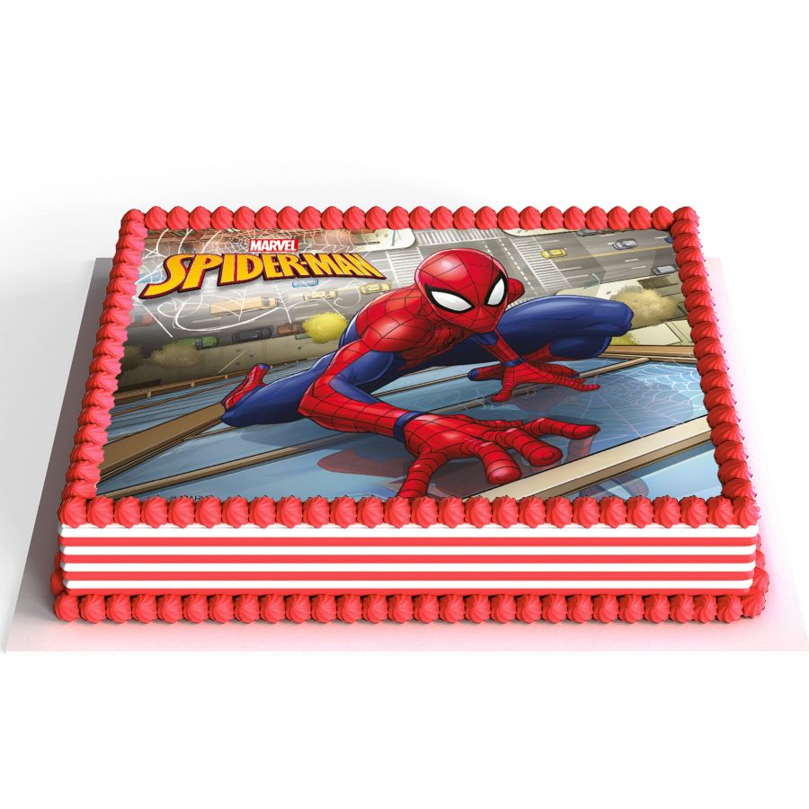 Plaque Rectangle Spiderman - Comestible pour l'anniversaire de votre enfant  - Annikids