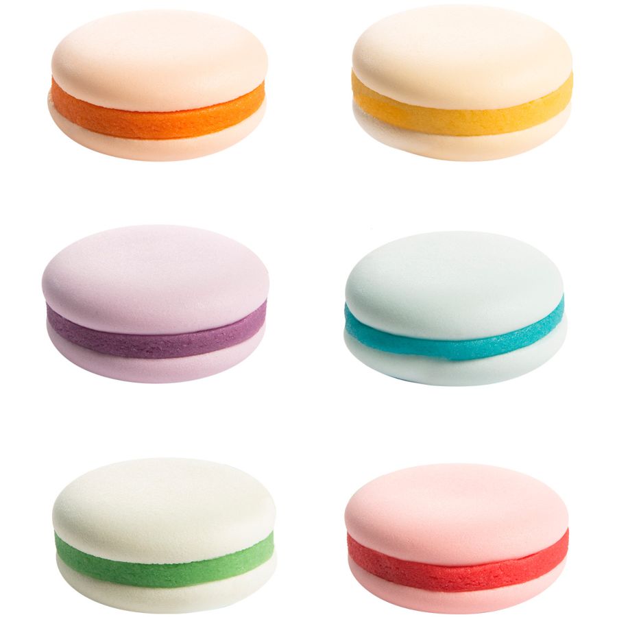 6 Petits Macarons Ø 3 cm Couleurs Assorties - en Sucre