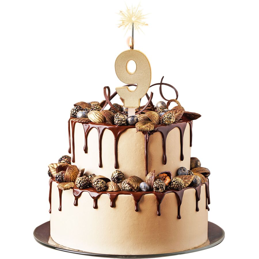 Bougie gateau : bougie Anniversaire, chiffre 9