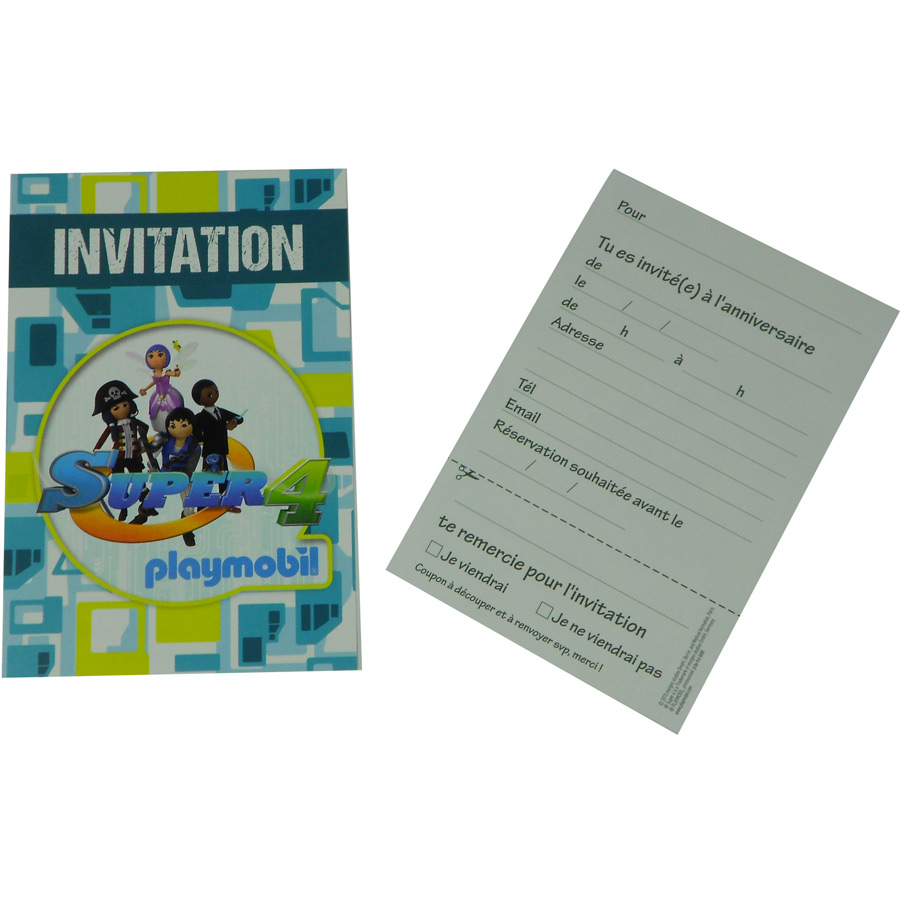 6 Invitations Super 4 Playmobil Pour L Anniversaire De Votre Enfant Annikids 6 Invitations Super 4 Playmobil Pour L Anniversaire De Votre Enfant Annikids