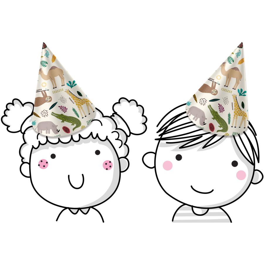 6 Chapeaux Pointus - Les animaux du zoo - Jour de Fête - Décoration - Anniversaire  Enfant