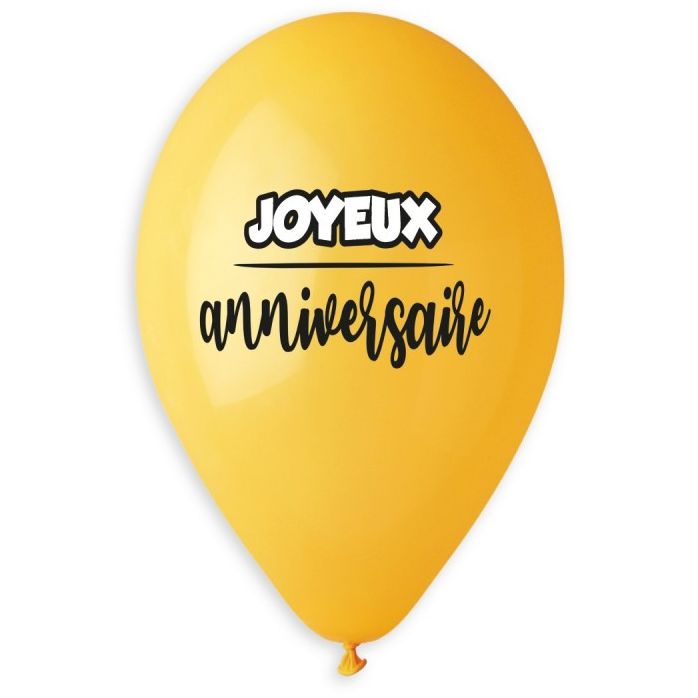 Sachet de 5 ballons anniversaire imprimé Joyeux Anniversaire