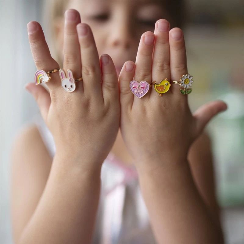 Lot de 3 bagues à paillettes assorties enfant fille : - Nos