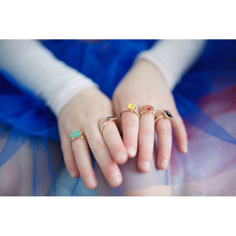 Lot De 6 Bagues Princesse Réglables Pour Fille – Cristaux Brillants, Acier Inoxydable Argenté – Bijoux Enfant Avec Boîte Cadeau