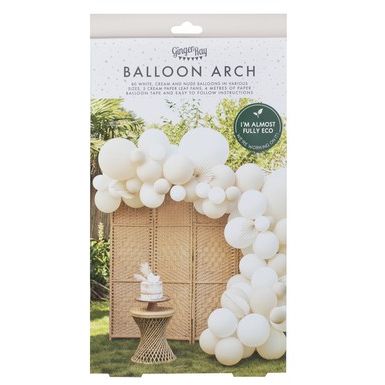 Kit Arche 72 Ballons Blanc Crème et Feuilles de Palme