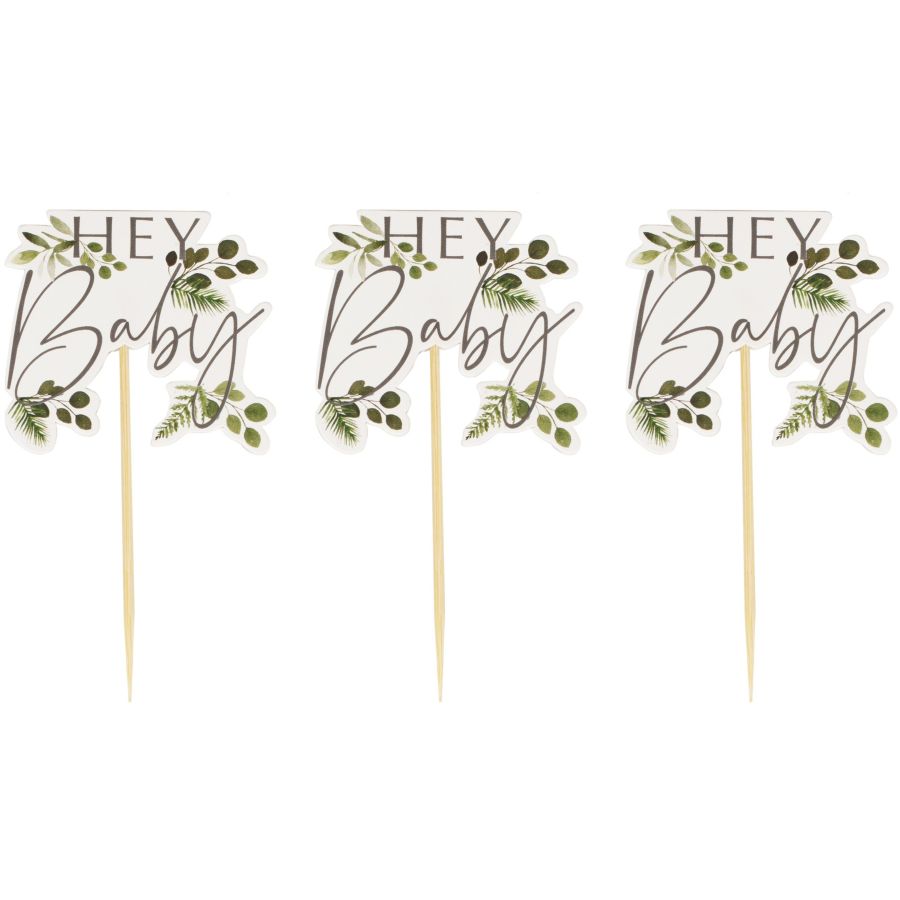 Cupcakes Toppers Botanical Hey Baby