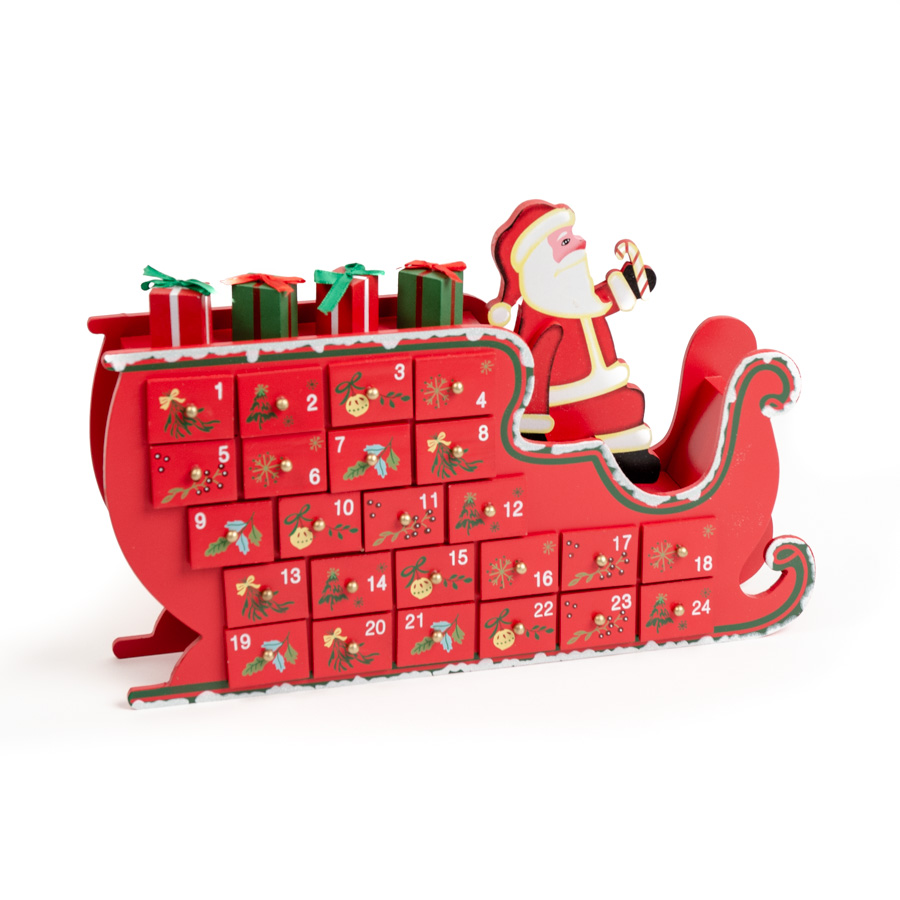 Calendrier de l'Avent Traineau Père Noël (35 cm) - Bois - Noël - Annikids