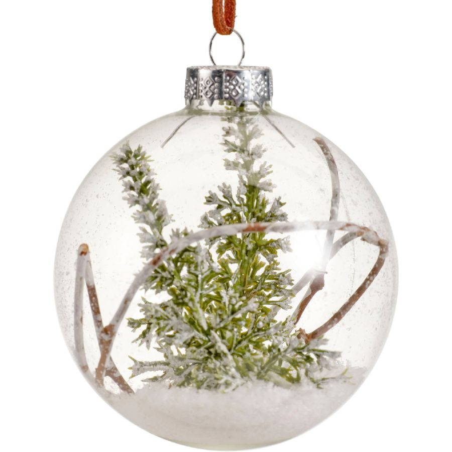 1 Boule de Noël - Forêt enneigée - Branches
