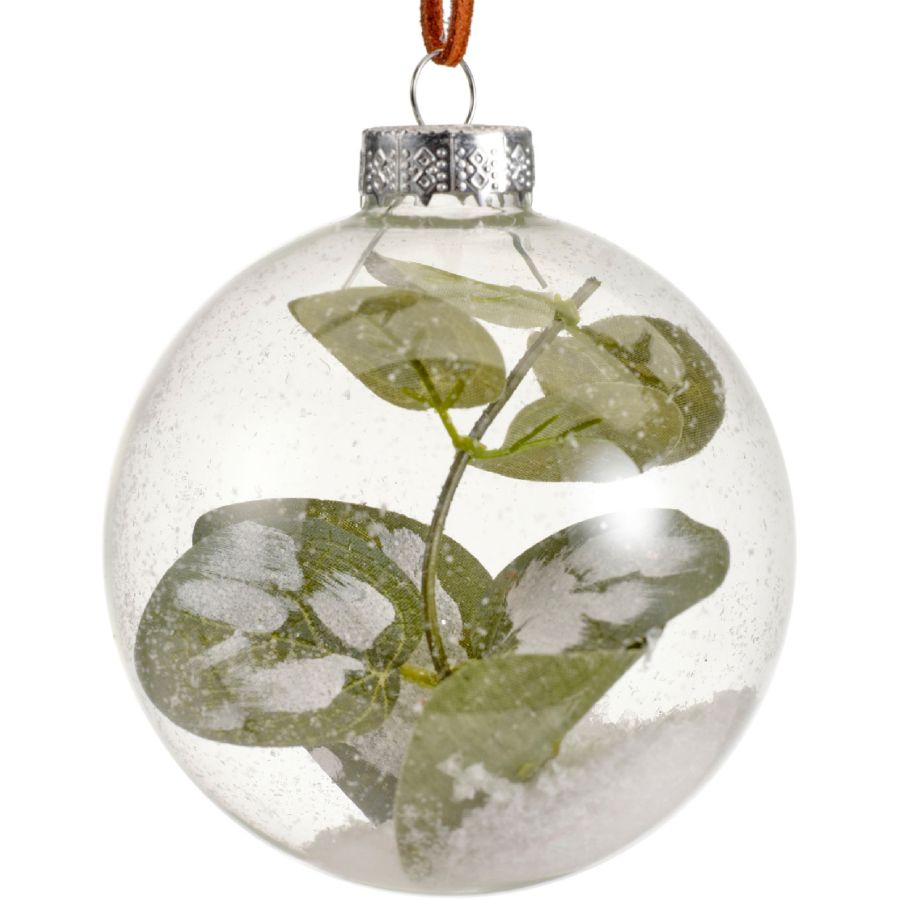 1 Boule de Noël - Forêt enneigée - Feuilles
