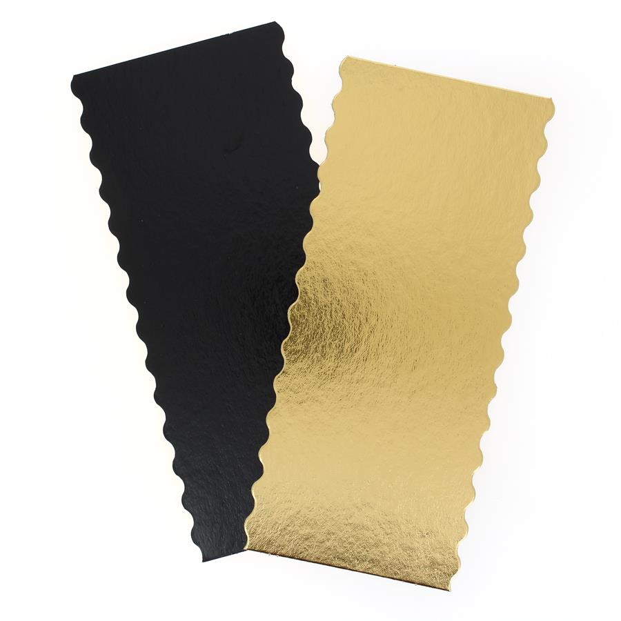 2 Semelles à Bûche Festonnées Or/Noir (24 cm)