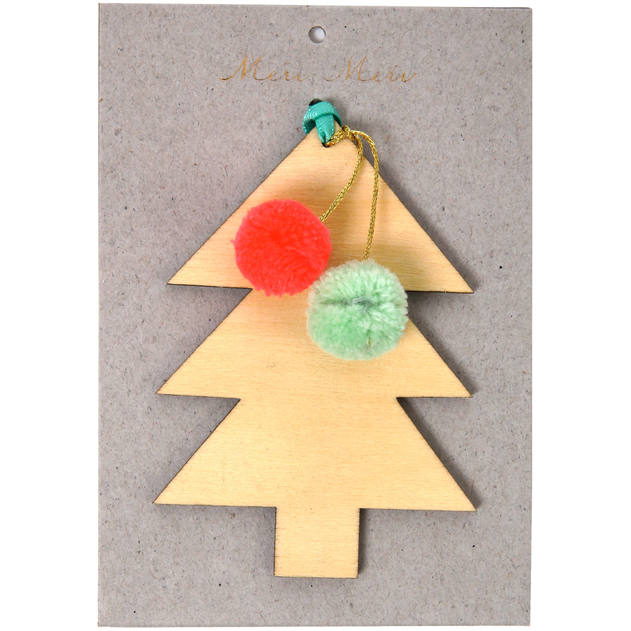 Décoration de Sapin Pompons Tree - Bois