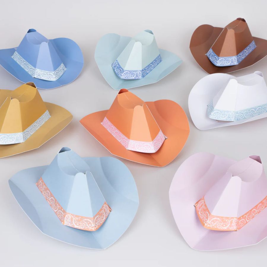 10 Mini Chapeaux De Cowboy Pour Poupée 1/6 - 5,5 Cm - Décoration Et Accessoire