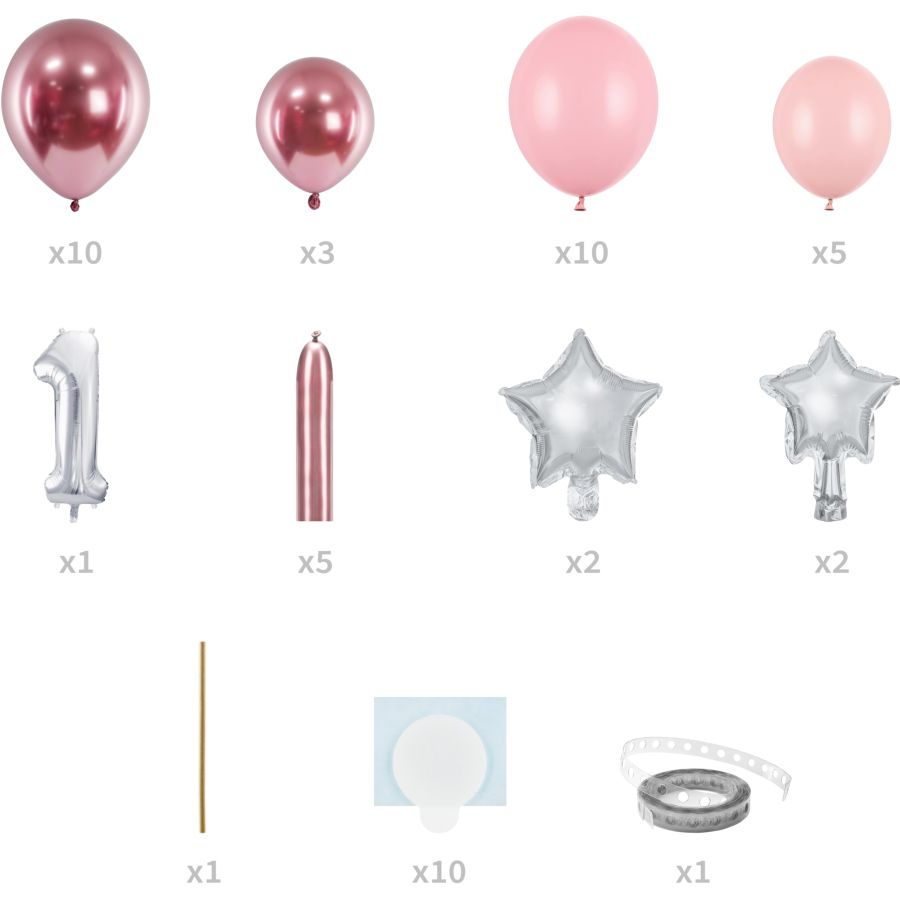 Kit Arche de Ballons 1 An - Rose pour l'anniversaire de votre enfant -  Annikids