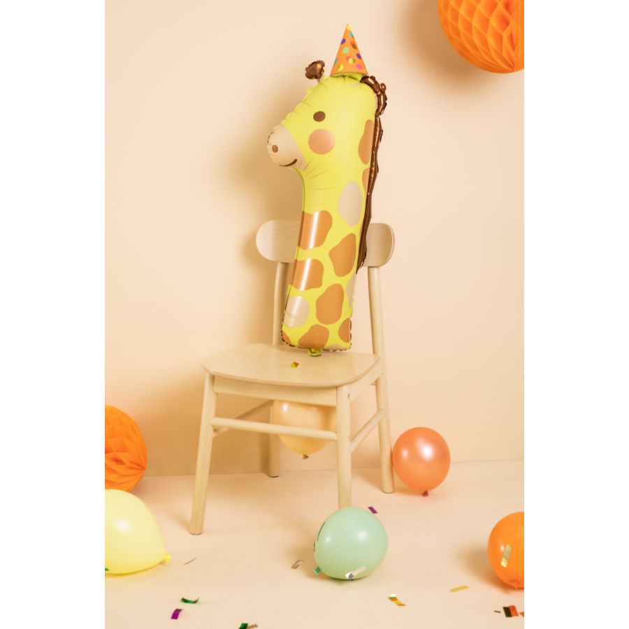 Ballon Aluminium Hélium Animaux Chiffre 1 - Girafe pour l