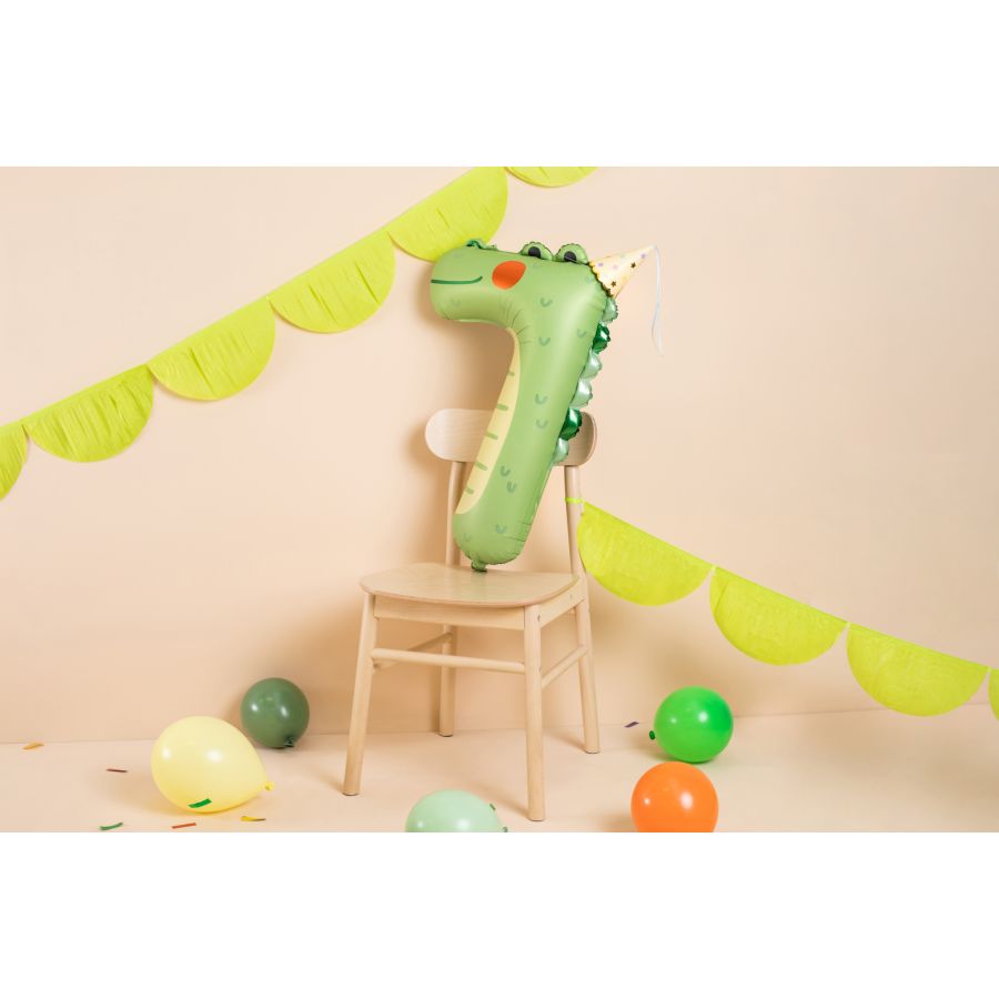 Ballon Aluminium Hélium Animaux Chiffre 7 - Crocodile pour l