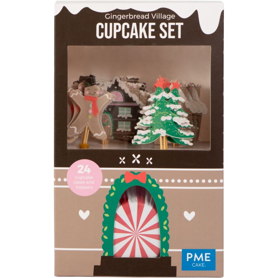 Kit 24 Caissettes et Déco Cupcakes - Village de Noël pour l