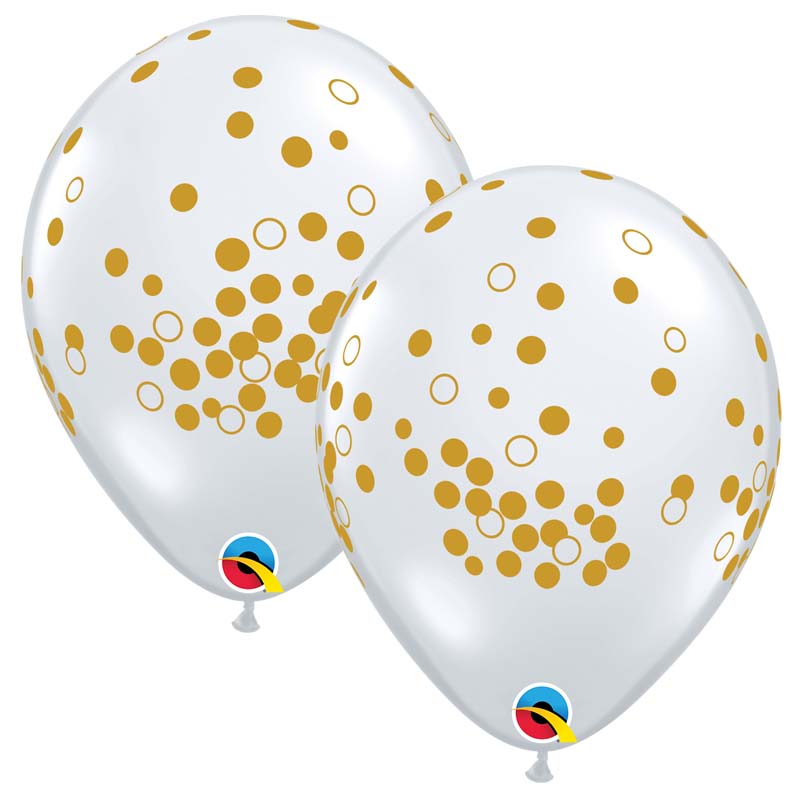 25 Ballons Impression Confettis Or