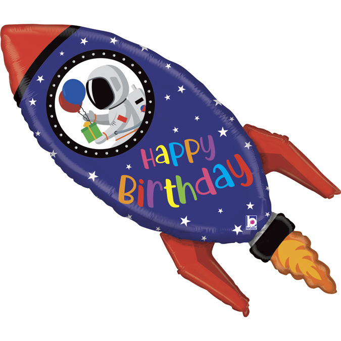 Ballon Géant Fusée Happy Birthday - 102 cm pour l'anniversaire de votre  enfant - Annikids