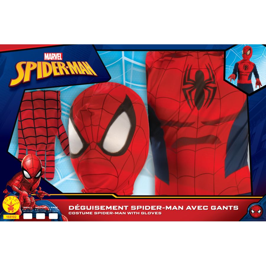 Déguisement Spiderman noir rouge et une cagoule, 5-6 ans