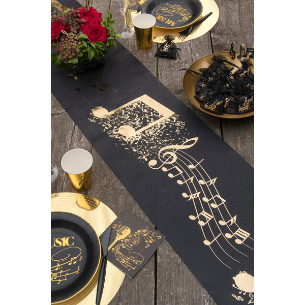 Chemin de table 70 ans, décoration de table anniversaire noir et or